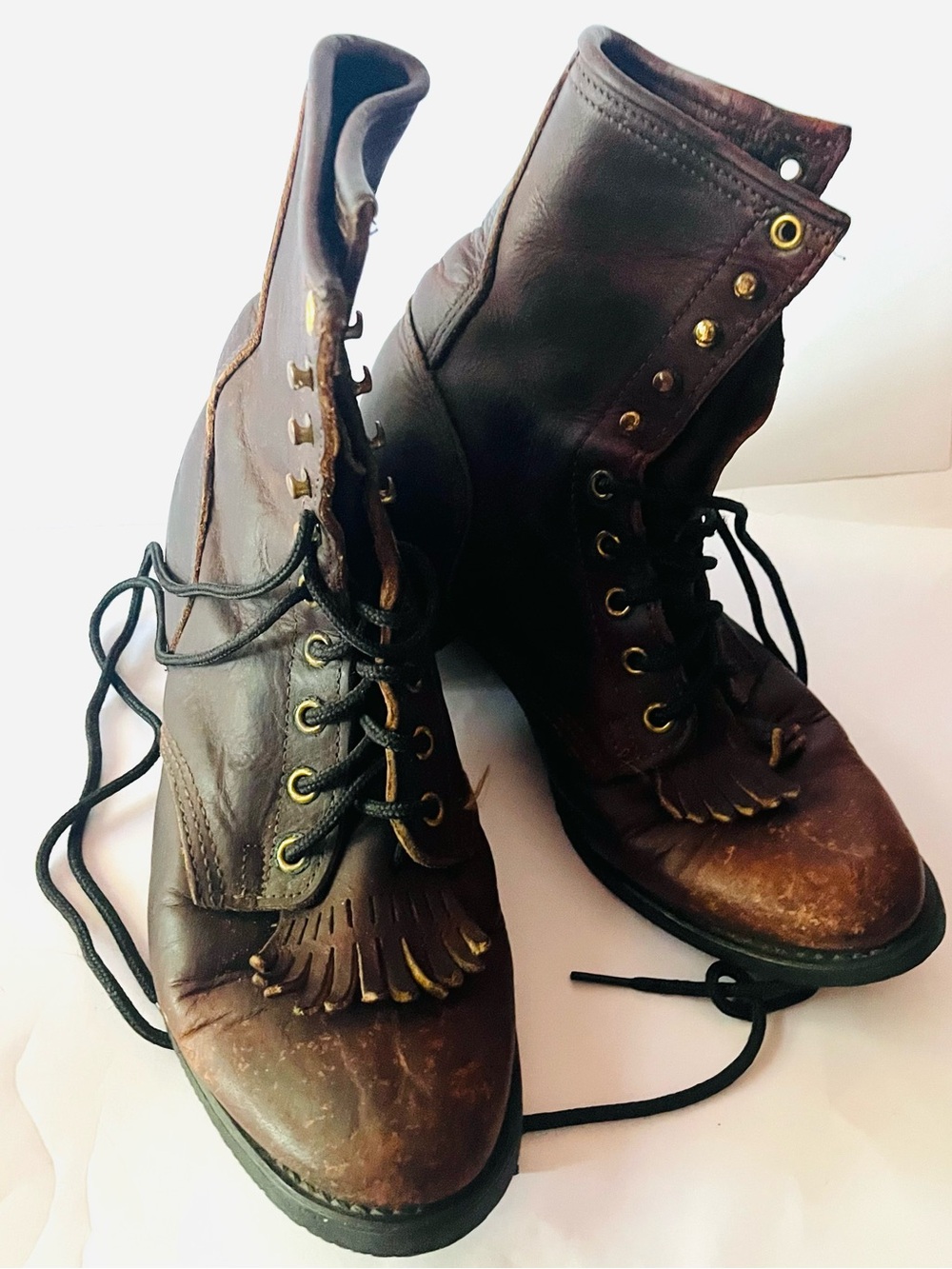 Justin Biltrite Vintage Brown Leather Packer Boots